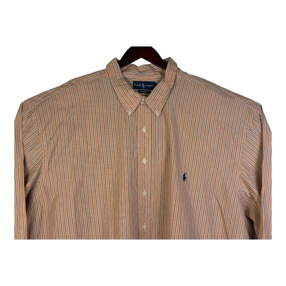 NWT Polo Ralph Lauren Classic Fit Button Down Shirt 4XLT Peach Vertical Strip - Picture 3 of 15